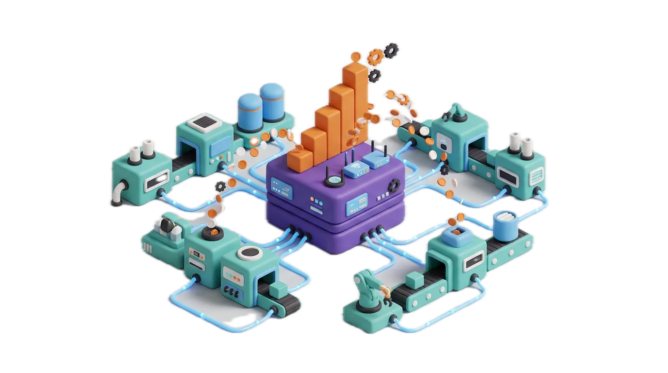 Plant connected to a data core with growing returns
